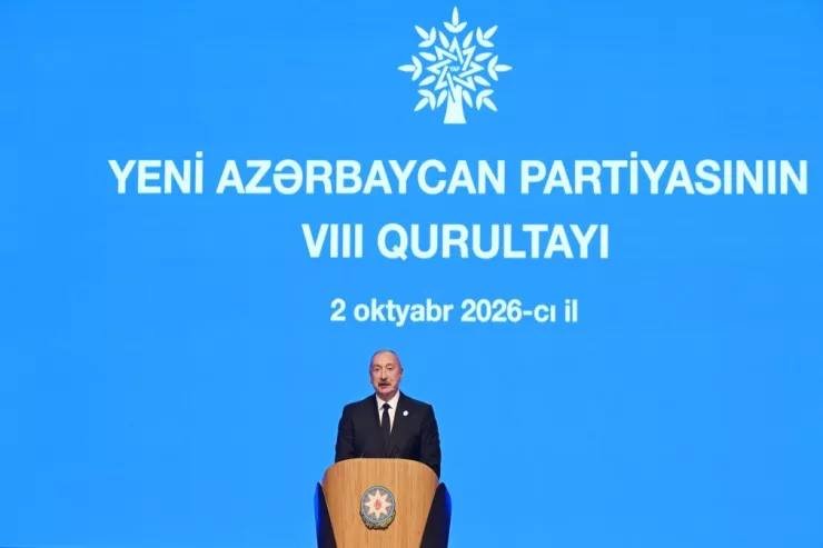 Yeni Azərbaycan Partiyasının VIII Qurultayı keçirilir, Prezident çıxış edir