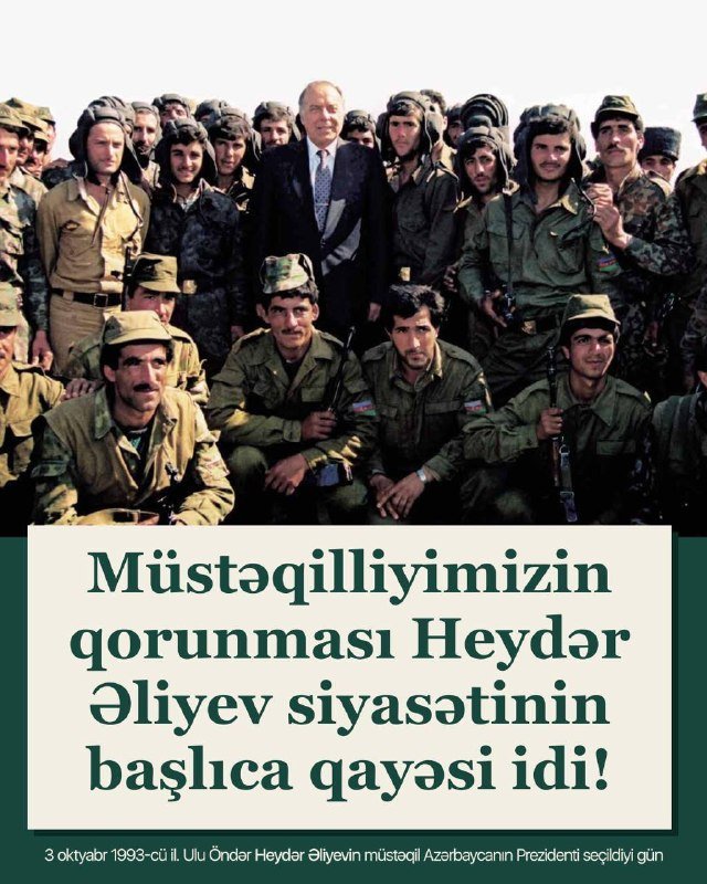 1993-cü il oktyabrın 3-də keçirilən prezident seçkilərində Heydər Əliyev Azərbaycan Respublikasının Prezidenti seçilib.
