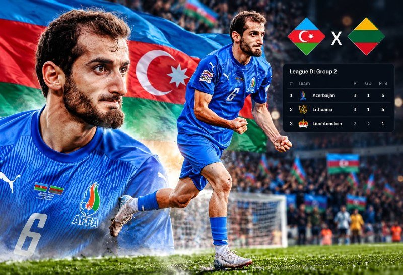 Azərbaycan milli komandası 🇱🇹Litva yığmasına 1:0 hesabı ilə qalib gəldi və liderliyə yüksəldi.